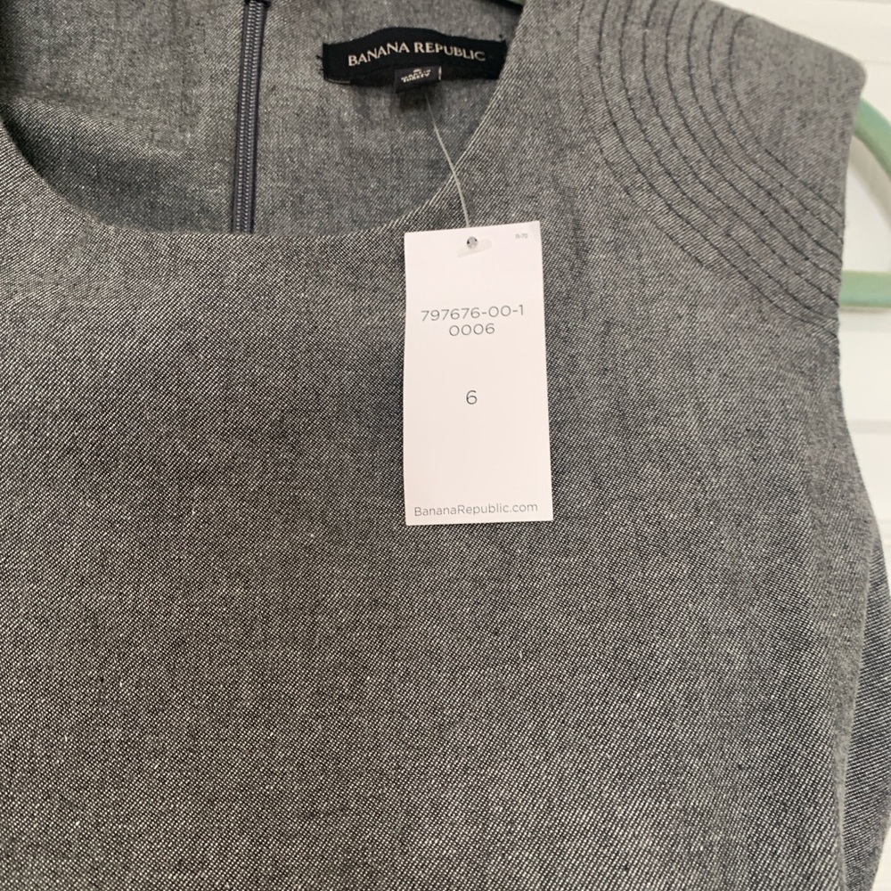 NWT - Banana Republic Gray Midi Sheath Dress Cap Sleeve NEW WITH TAGS!